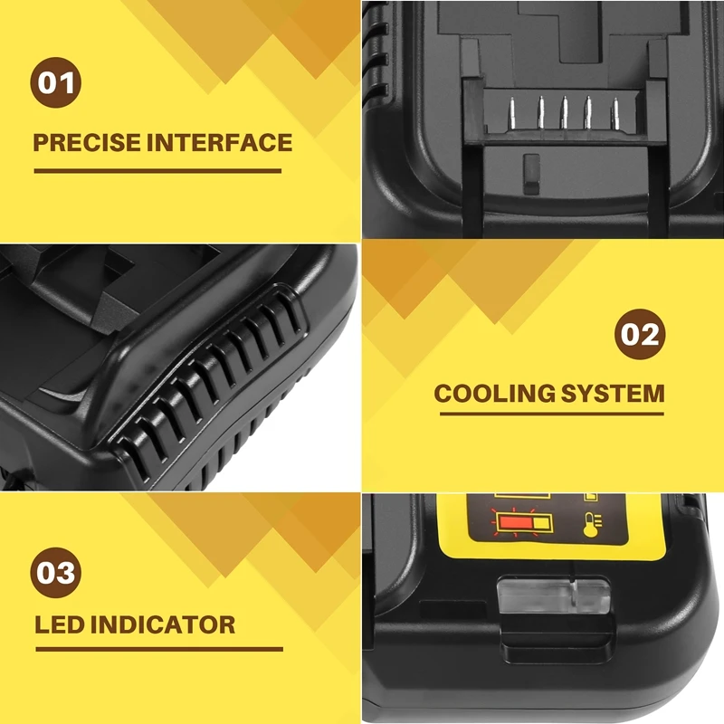 New-Dcb112 Li-แบตเตอรี่เครื่องชาร์จสําหรับDewalt 10.8V 12V 14.4V 18V Dcb101 Dcb200 Dcb140 Dcb105 Dcb200 สีดํา