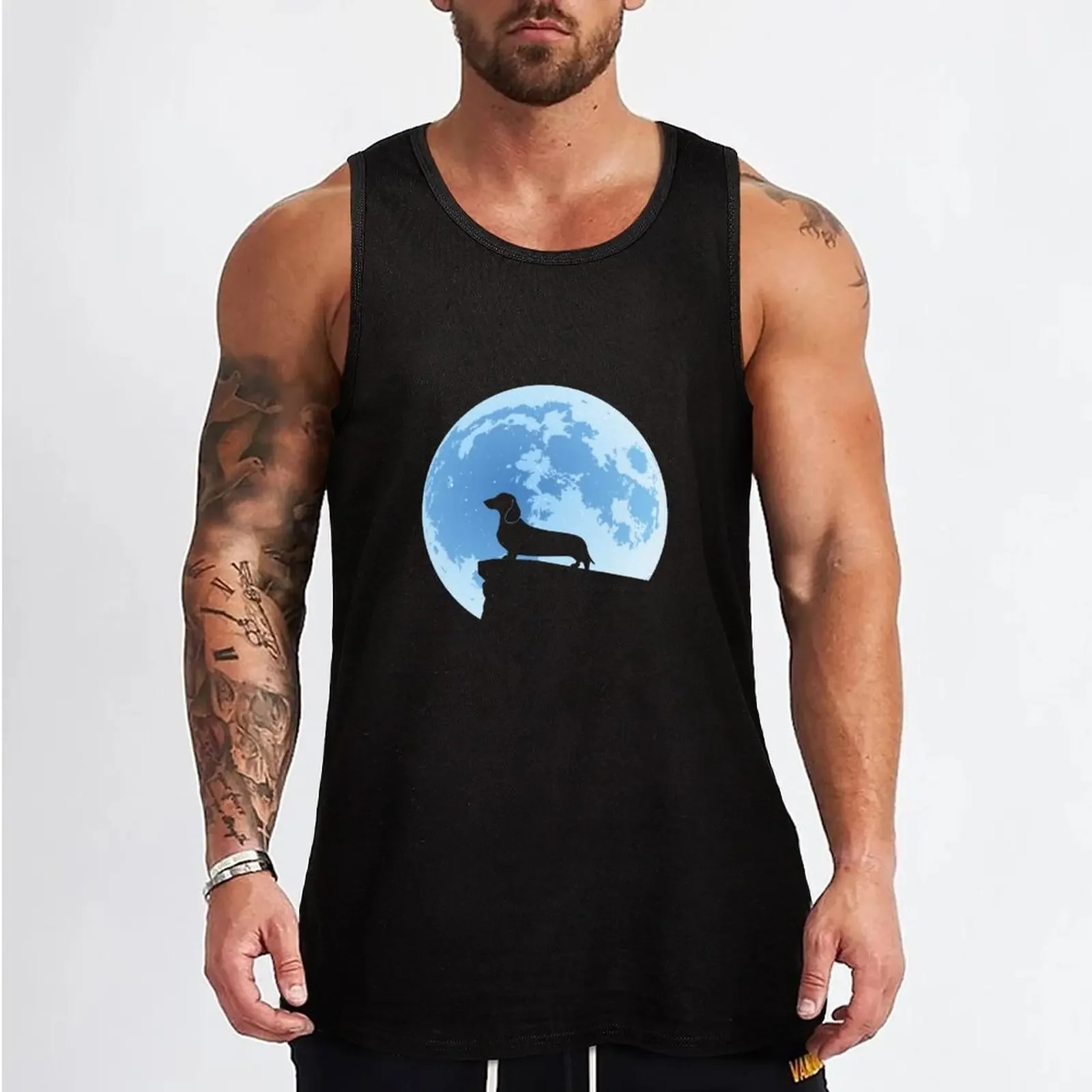 New Dachshund Moon Silhouette | NickerStickers? on Redbubble Tank Top Men's vest sleeveless vest men bodybuilding man