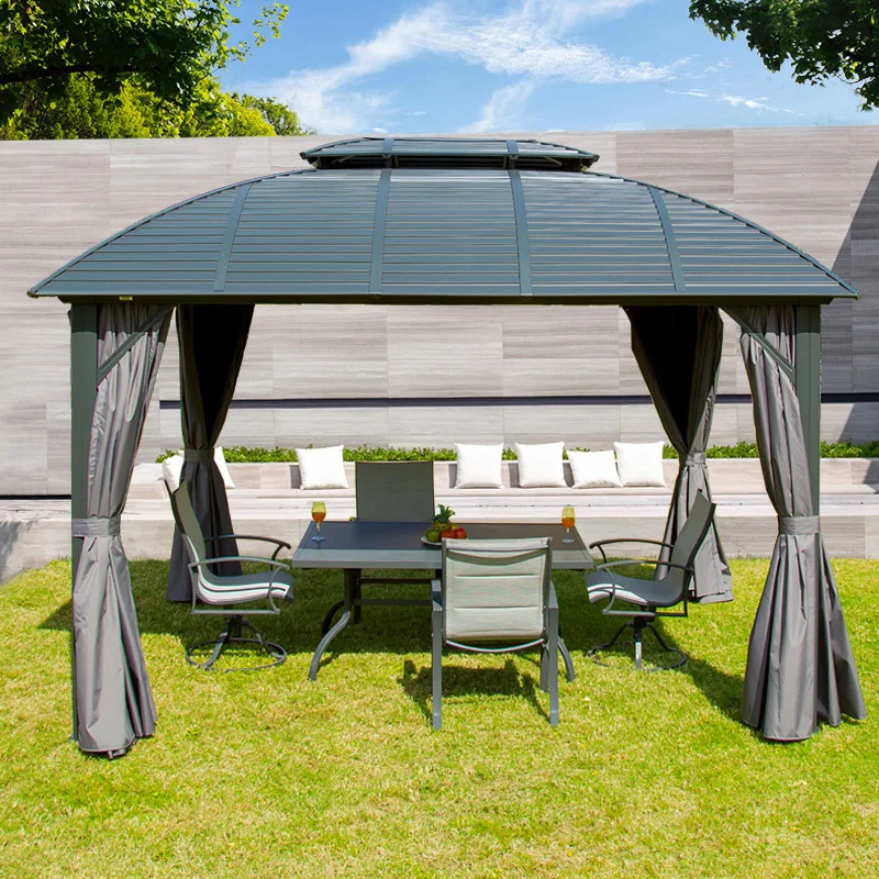 

Best Selling Durable Waterproof Double Roof Pavilion Outdoor Aluminum Frame Metal Garden Outdoor Hardtop Gazebo Tent