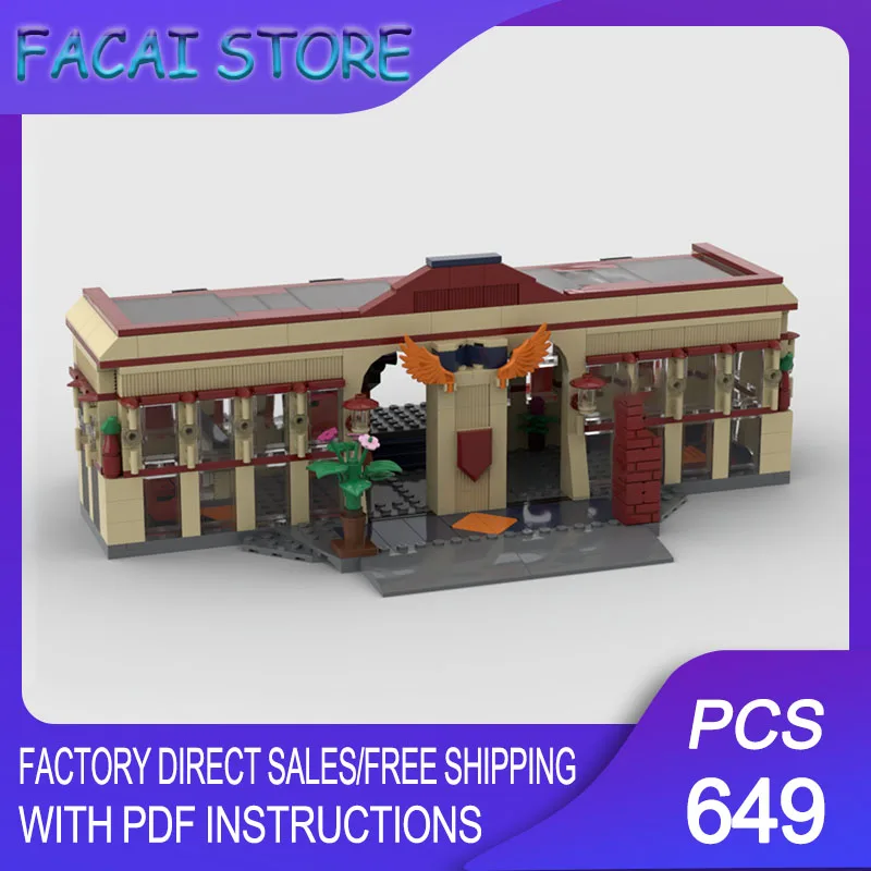 

Железнодорожная станция MOC из строительных блоков для модели 60197, технологические блоки, рождественский конструктор, подарки для самостоятельной сборки