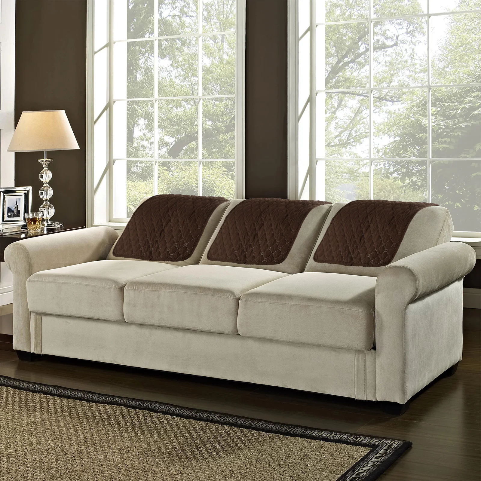 3Pcs Sofa Headrest Cover Soft Polyester Recliner Headrest Protector Wear Resistant Recliner Headrest Cover Anti-Fade Sofa Head