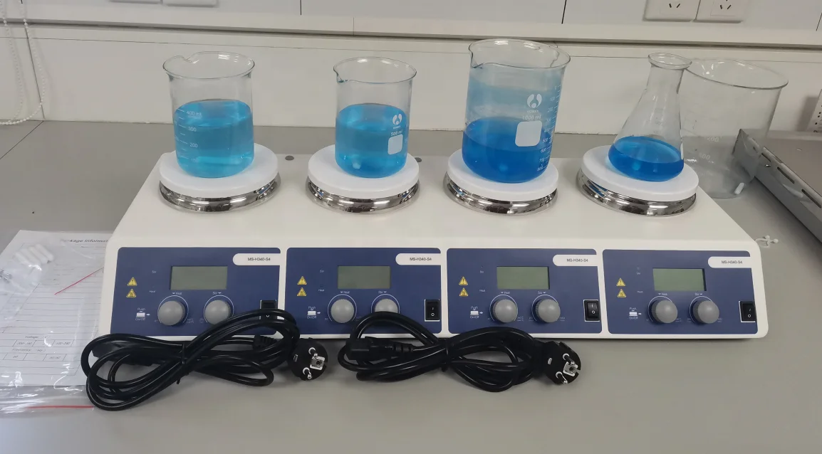 CHINCAN MS-H340-S4 4 Channel Lab LCD Digital Multi Position Magnetic Hotplate Stirrer with Hot Plate up to 340 Degree