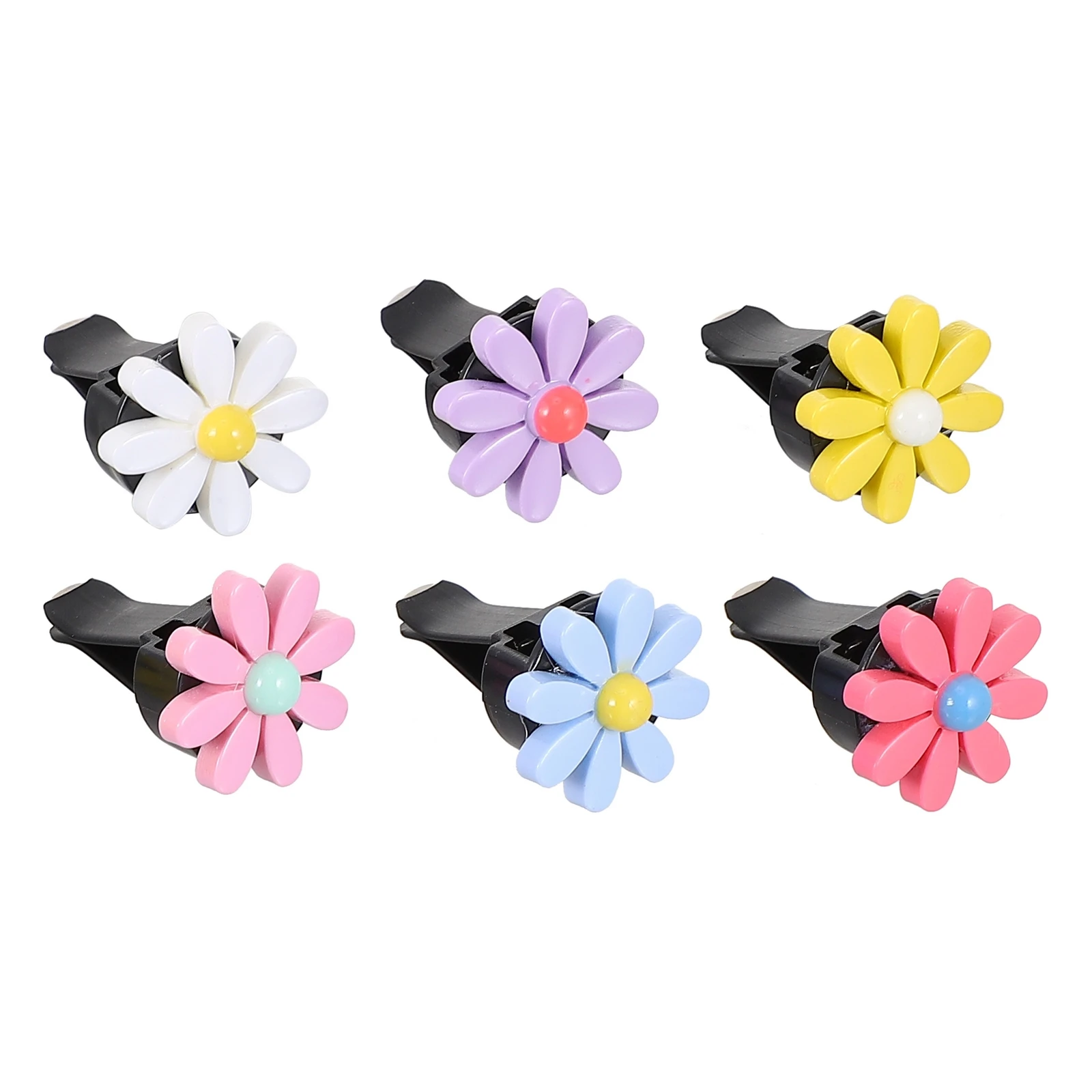 

6 Sets Flower Air Freshener Perfume Decoration Clip Car Aroma Diffuser Accessories Resin nament Mini Daisy Design Simulated