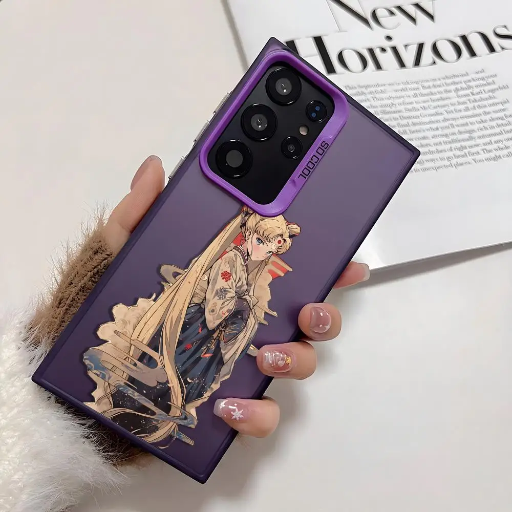 S-Sailor M-MoonS الكرتون قضية الهاتف لسامسونج غالاكسي S25 حافة S24 S23 S22 S21 S20 الترا فوندا سيليكون غطاء فضي #4
