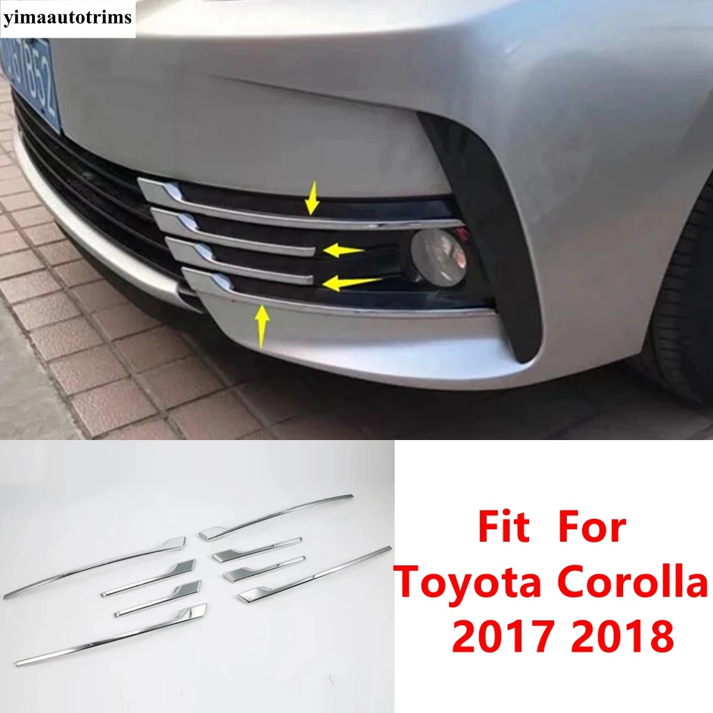 

Front Fog Lights Lamps Eyelid Eyebrow Grille Grill Strip Decor Cover Trim For Toyota Corolla 2017 2018 ABS Chrome Accessories