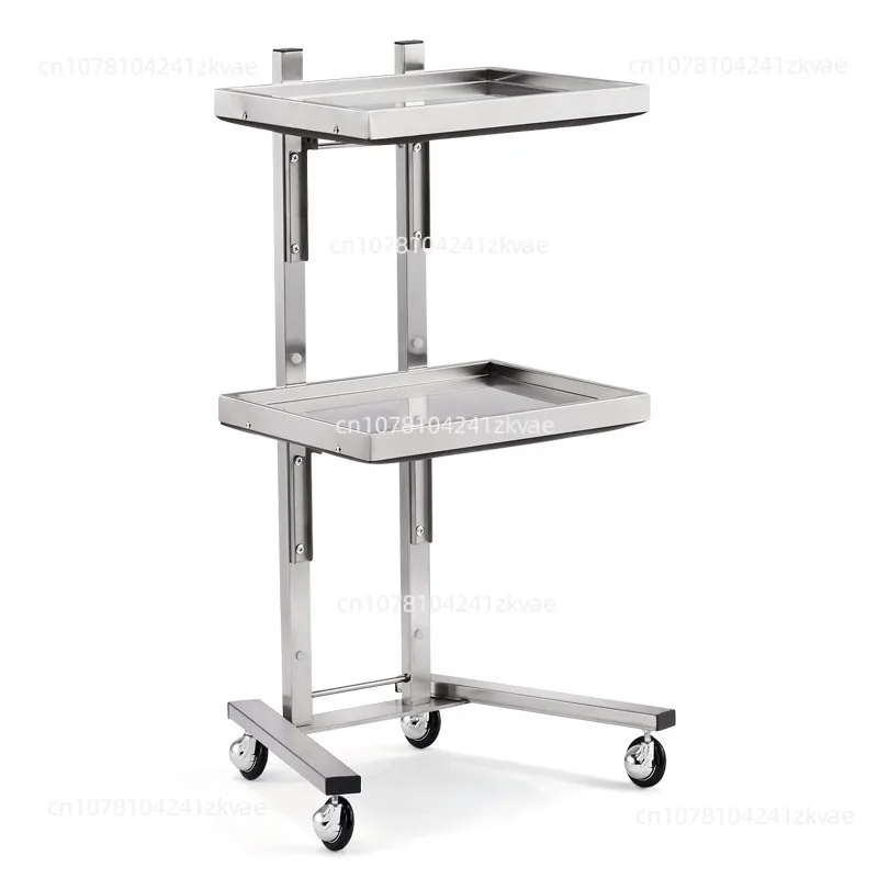 Stainless Steel Auxiliary Car With Wheels Dyeing Trolley Cart Folding Car Barber Shop Special Net Red Tool Car