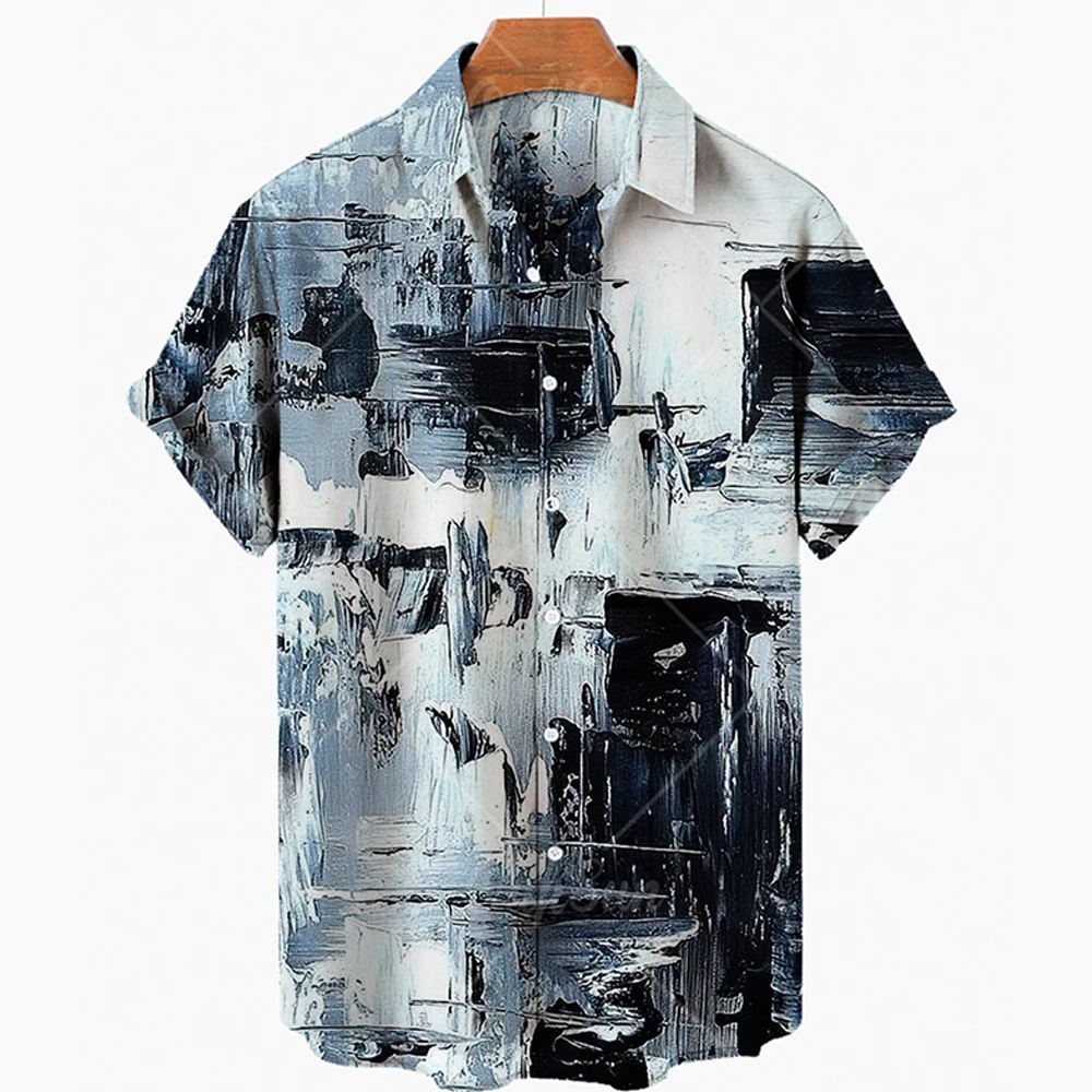 Summer 2022 Ink painted 3D short sleeve shirt casual fashion