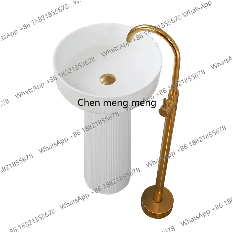 Striped wash basin Ceramic wash basin Round artificial stone mushroom-shaped wash basin