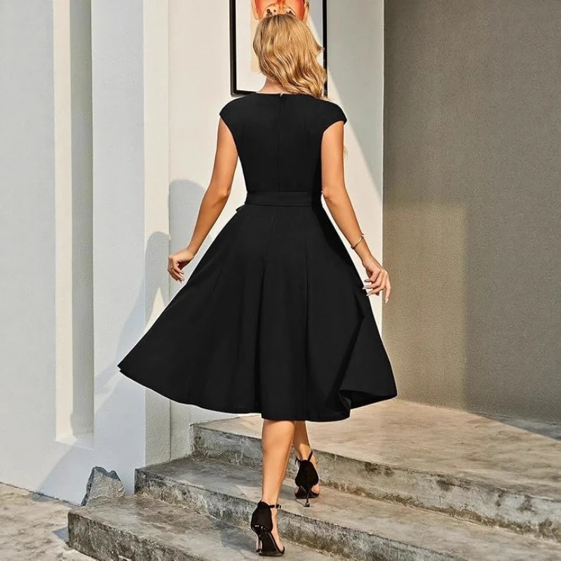 فستان حفلات أنيق برقبة دائرية فستان سهرة بدون أكمام فساتين حفلات الولائم للنساء فستان رسمي للسهرات من فيستدوس دي فييستا #2