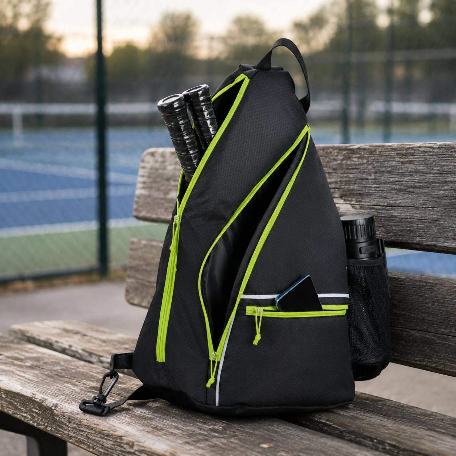 Sports Gear Padded Compartment Pickleball Backpack Bag Tall Triangular Bag with Mesh Pocket for Active Athletes