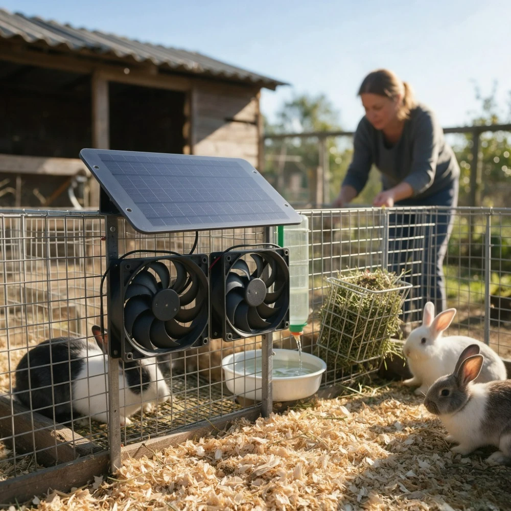 Solar Operated Double Exhaust Cooling Fan 10W 15W Waterproof Ventilation Cool Machine For Animal House Chicken Coop Dog House