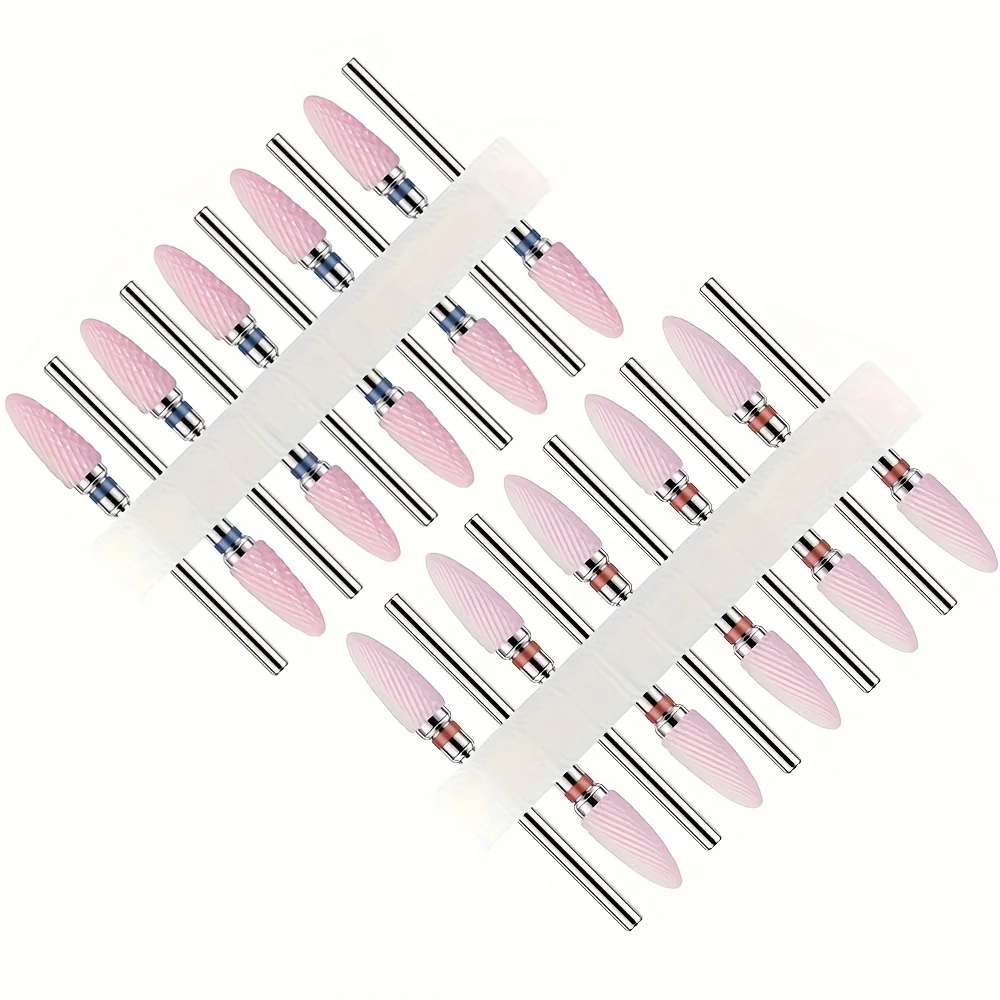 10 pièces forets à ongles en céramique, tige de 3/32 pouces, lime à ongles professionnelle pour manucure pédicure cuticule Gel élimination du vernis à ongles