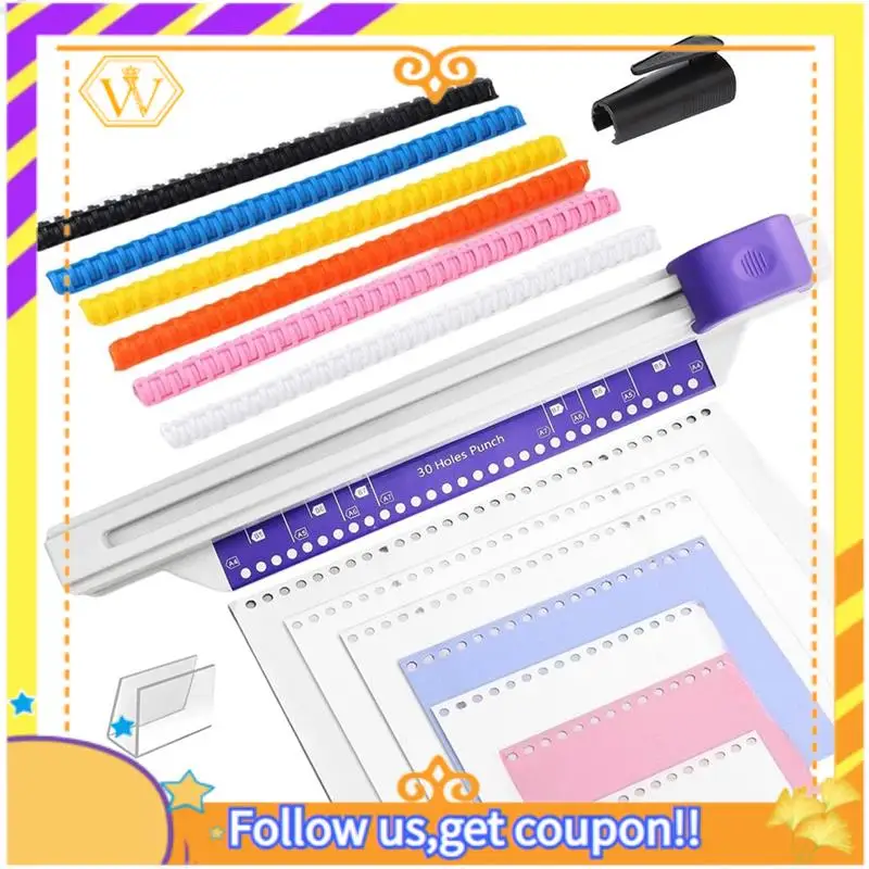 

Latest-30 Hole Punch Binding Machine, Hand Push Loose Leaf Hole Punch, A4 A5 A6 A7 B5 B6 B7 Book Binder Notebook Spiral Binding