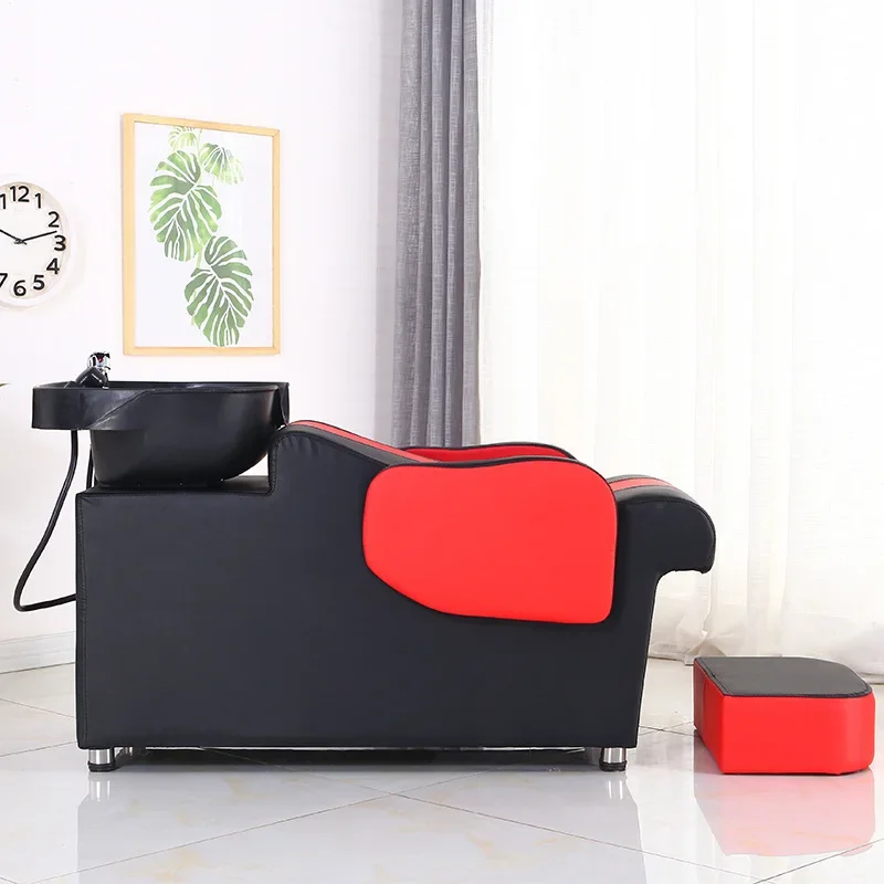 Cheap price Washing salon shampoo massage chair red black hairdressing shampoo bed hair spa head Washing Barber Chair with Sink