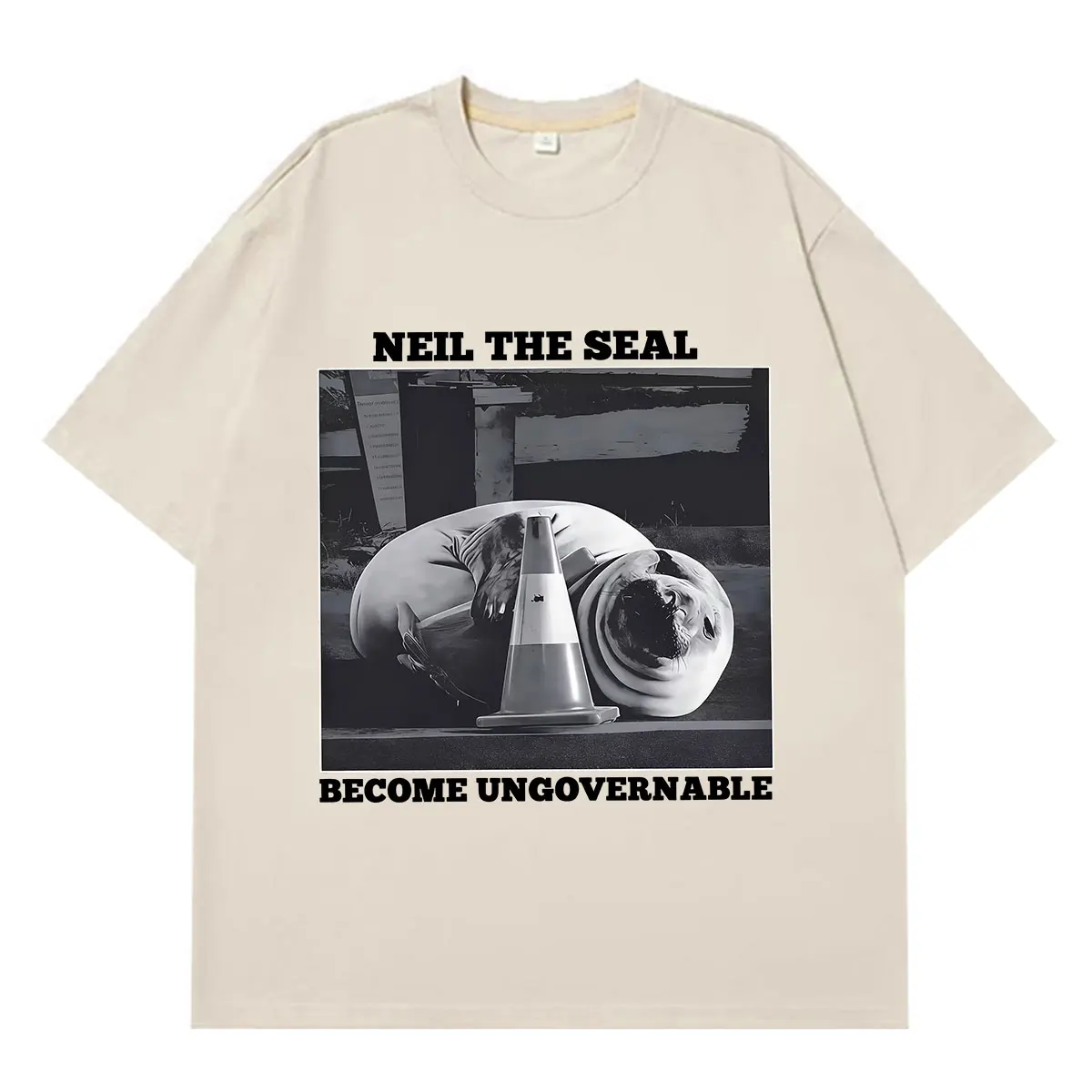 Vintage Neil The Seal Become Ungovernable Print T Shirts Men Women Fashion T-shirt Summer Harajuku Casual T-Shirts Streetwear