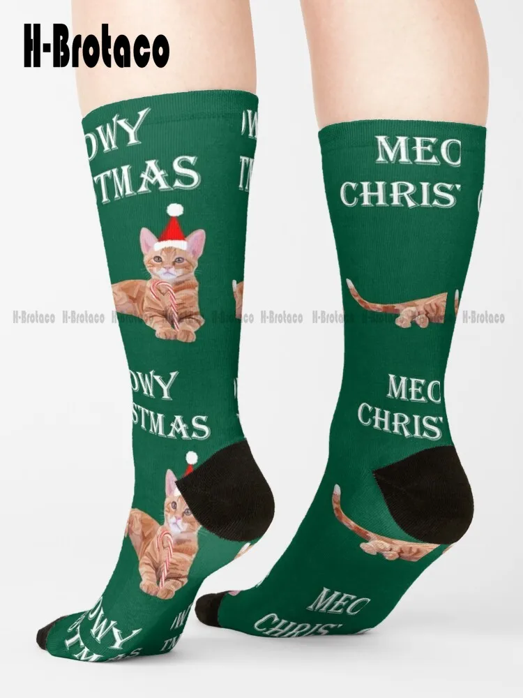 Meowy Christmas Ginger Kitten Socks Winter Socks For Men Comfortable Best Girls Sports Harajuku Gd Hip Hop Cartoon Casual Art