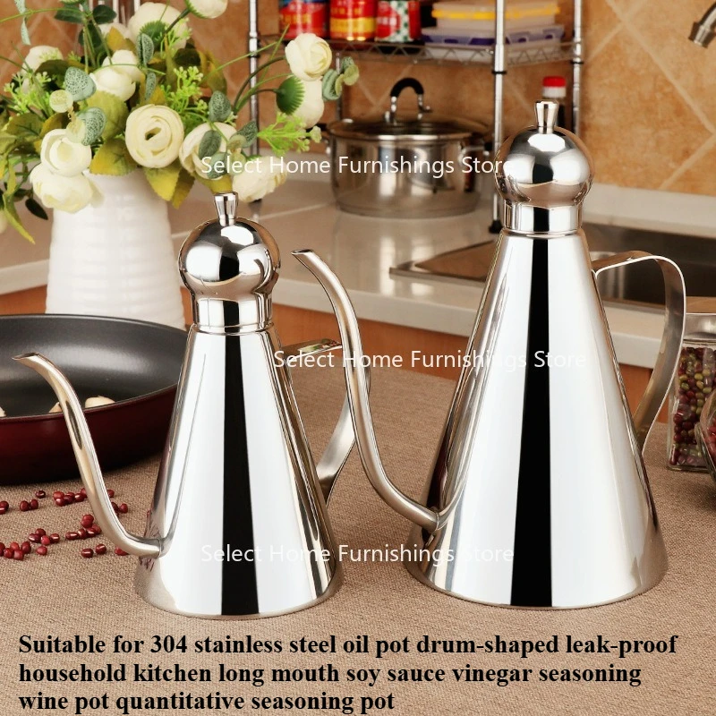 Suitable for 304 Stainless Steel Oil Pot Leak Proof Kitchen Soy Sauce Vinegar Seasoning Wine Pot Quantitative Seasoning Pot