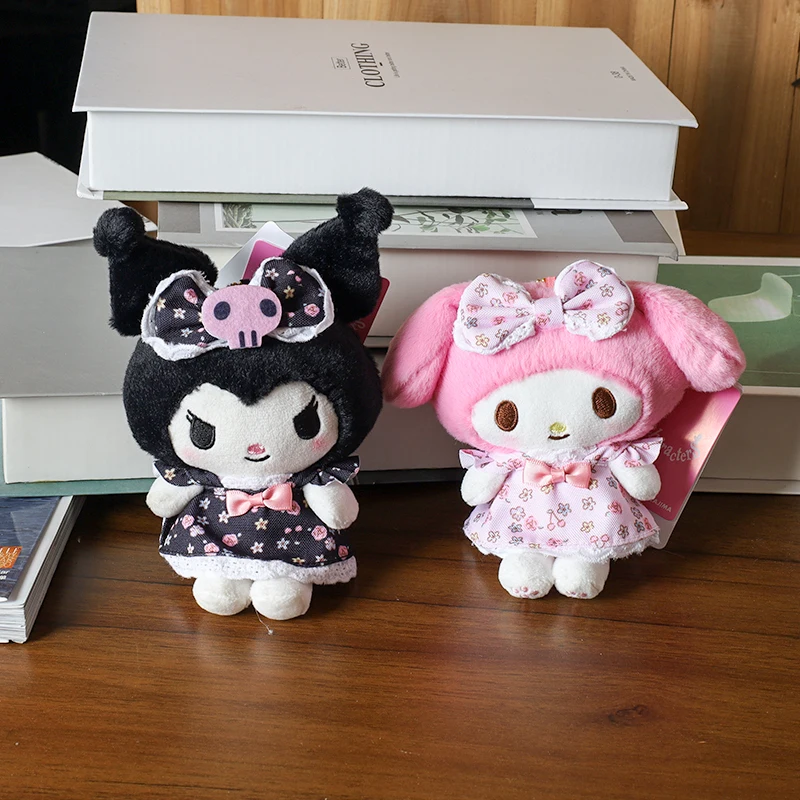 

Floral Skirt Kuromi Plush Charm Doll Cute My Melody School Bag Charm Plush Toy Keychain Plush Doll Charm Bag Accessory Gifts