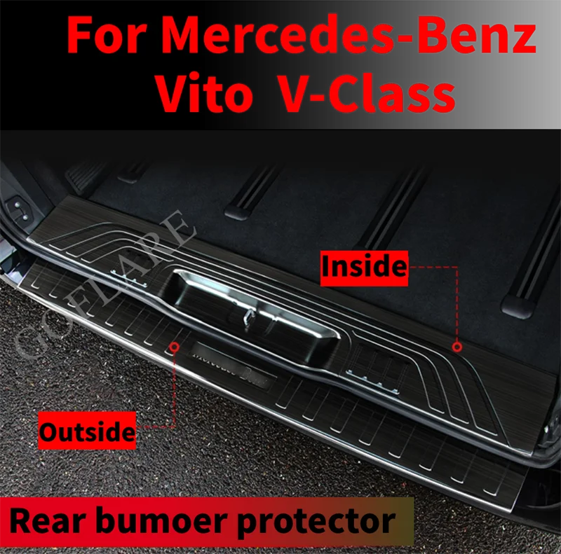 Acessórios do carro Para Mercedes BENZ Vito Viano V classe V250 V260 W447 2014-2023 Traseiro Bumper Protector Tronco soleira da porta Scuff Placa