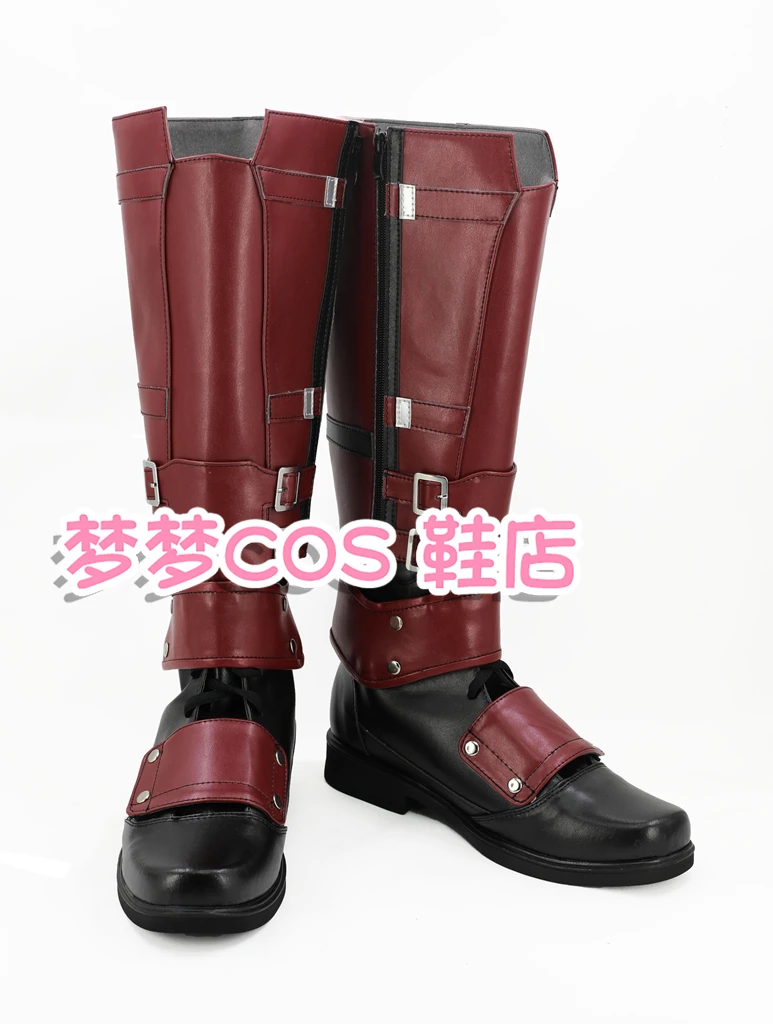 Dead pool Cosplay Costume Shoes Handmade Faux Leather Boots