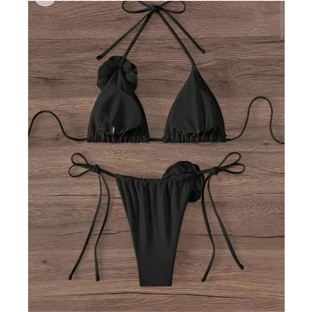 S - XL Sexy 3D-Blumen Neckholder-Bikini mit Trägern, Damen-Badebekleidung, zweiteiliger Bikini-Set, Badeanzug, Badebekleidung, Schwimmbekleidung V5297 – Detail 20
