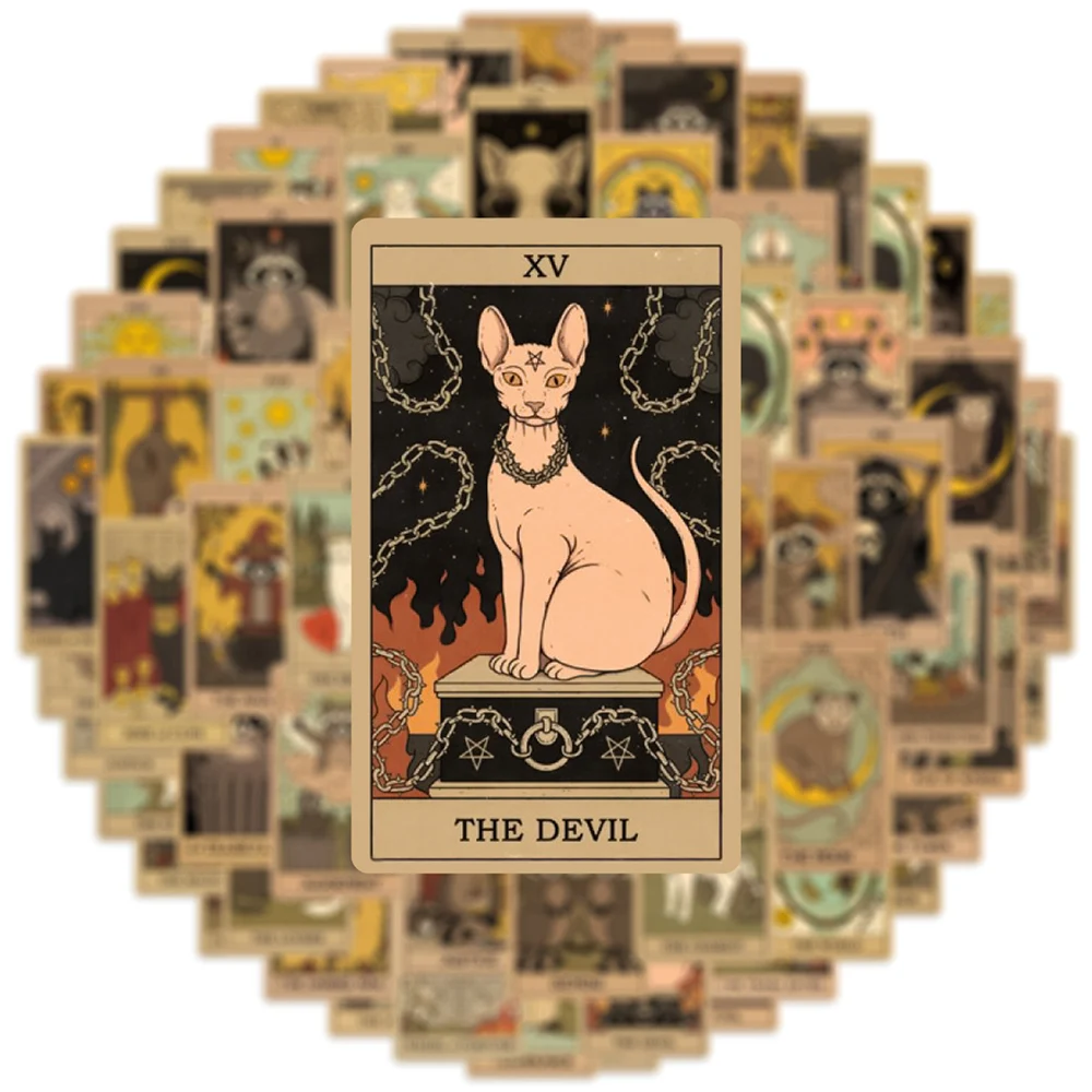 10/30/60pcs Vintage Classic Tarot Card Stickers Decoration Decals Toy Gift DIY Laptop Suitcase Skateboard Cool Sticker Packs