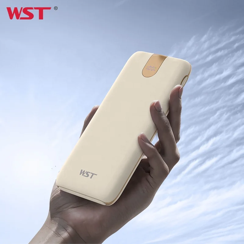WST Creative Powerbank LED Display QC 18W Fast Charge Cable 10000mah Power Bank with Base
