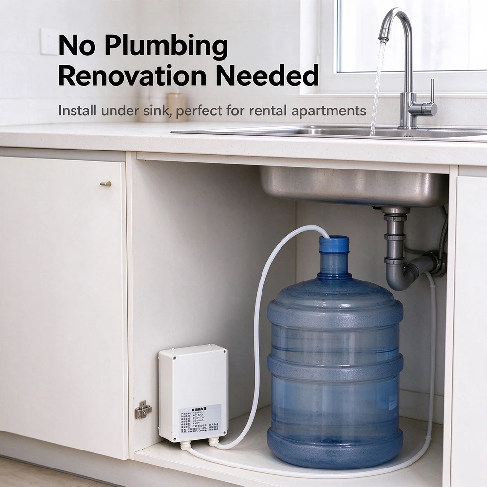 Under Sink Bottled Water Pump DC3-12V Automatic Water Pump No Plumbing Renovation For Rental Apartment Kitchen Tap Water Supply