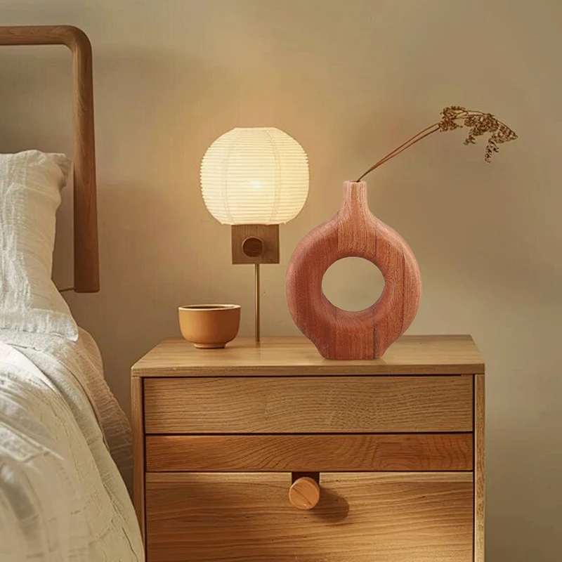 1/3 قطعة مزهرية خشبية صلبة على الطراز الشمالي حاوية زهور جافة غير منتظمة الحلي الحرف اليدوية الراقية ديكور غرفة الطاولة المنزلية