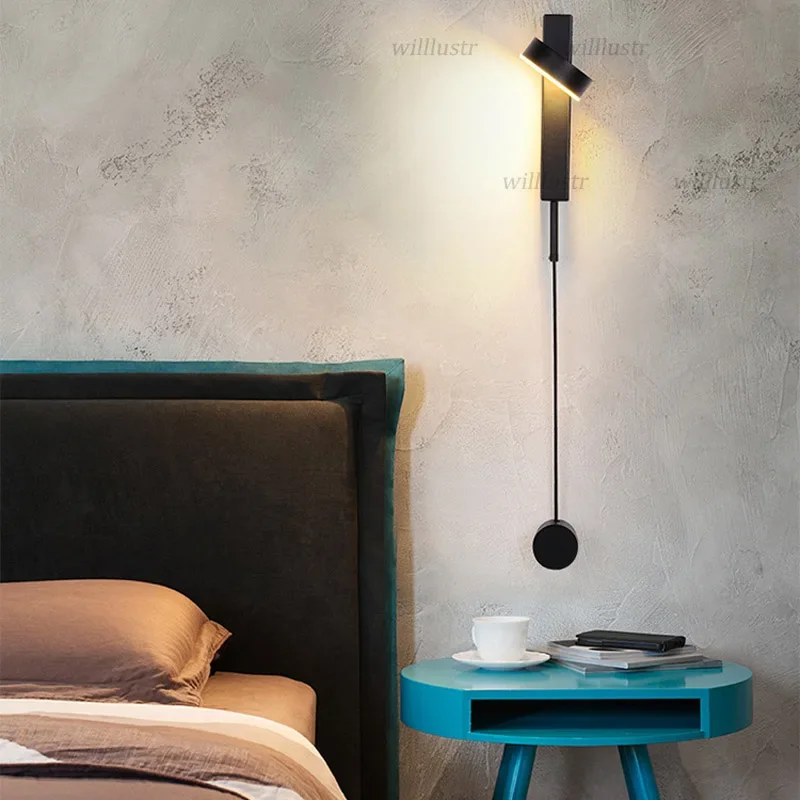 Creative Rotatable Iron Sconce Modern LED Wall Lamp Hotel Cafe Bar Store Lounge Aisle Kids Room Bedside Dimmable Metal Lighting