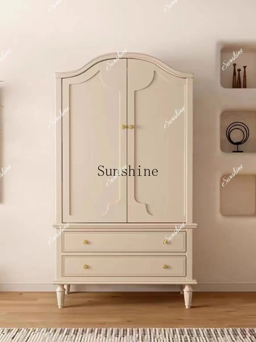 American cream small apartment double door simple wardrobe  FT