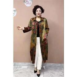 Ethnic Style Windbreaker Women's Long Fashion Loose Fitting Oversized Spring Autumn New Vintage Over Knee Casual Trench Coat 5XL