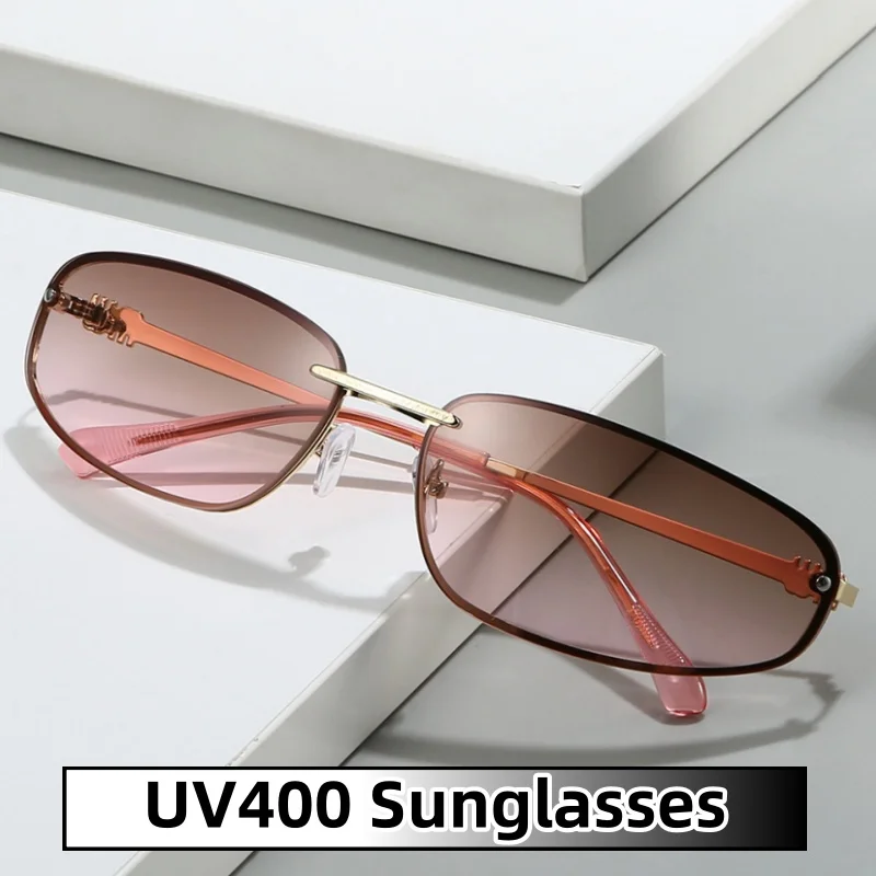 

Luxury Oval Frameless Sunglasses Fashionable UV400 Outdoor Sun Protection Street Photography Walk The Show Shades Glasses