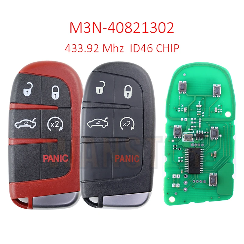 433mhz 46 Chip Car Key Fob Housing for Jeep Grand Cherokee Chrysler 300 for Dodge Challenger Charger SRT Hellcat Redeye Widebody