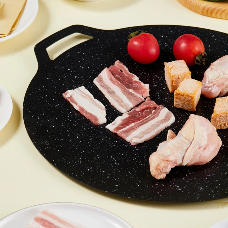 Non-stick Grill Pan Outdoor Roastig Frying Pan Barbecue Plate Induction Cooker BBQ Baking Pan Tray Camping Kitchen Tool Bakeware