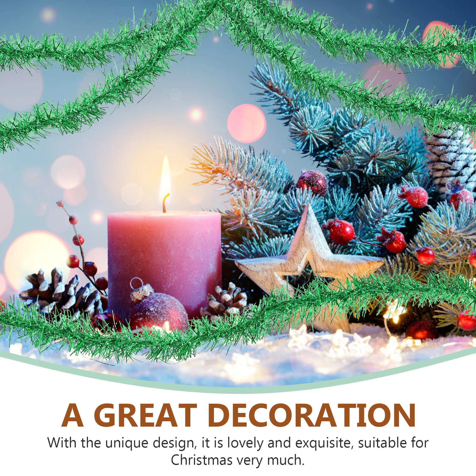 

2 Rolls Metal Wire Tinsel Garland Christmas Tree Hanging Snowflake Ribbon Christmas Decoration Party Supply Festive Hanging