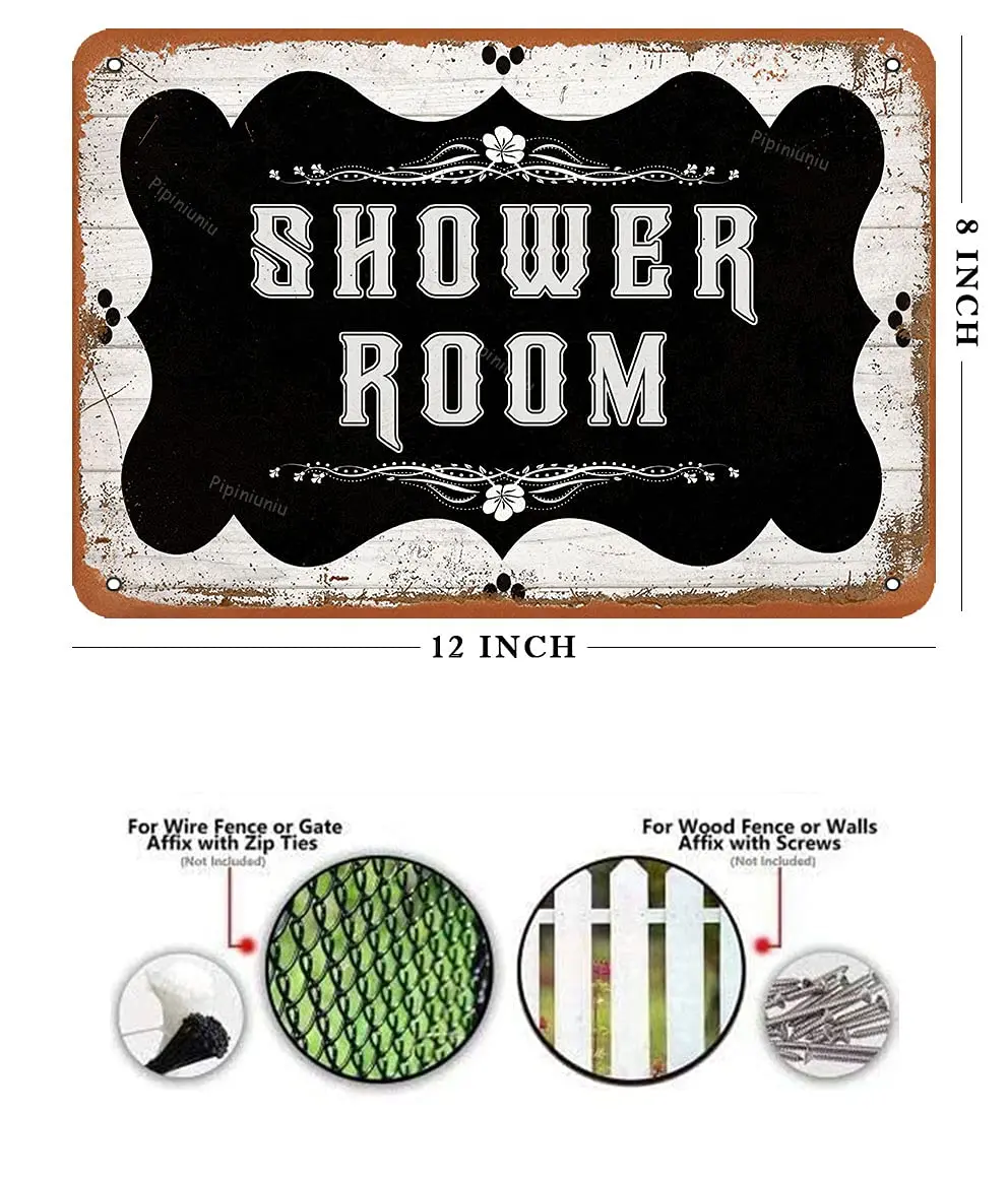 Pipiniuniu Shower Room Retro Look 8X12 Inch Tin Decoration Art Sign for Home Kitchen Bathroom Farmhosue Funny Wall Decor