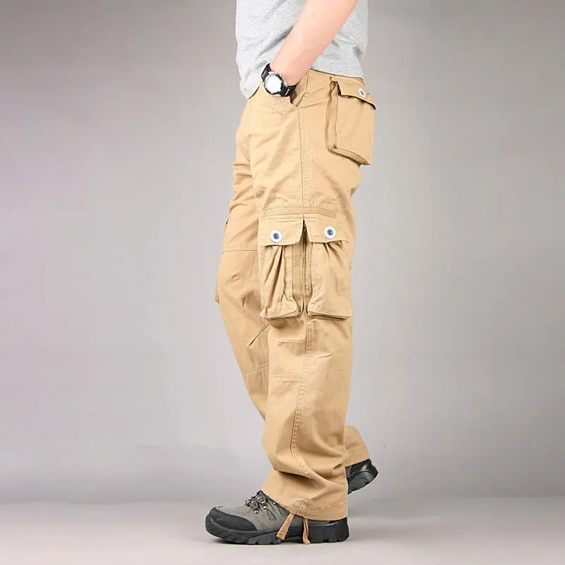 Spring Autumn Men\'s Cargo Pants Cotton Casual Long Trousers New Plus Multi Pocket Pantalon Homme Men Fashion Tactical Pants Men