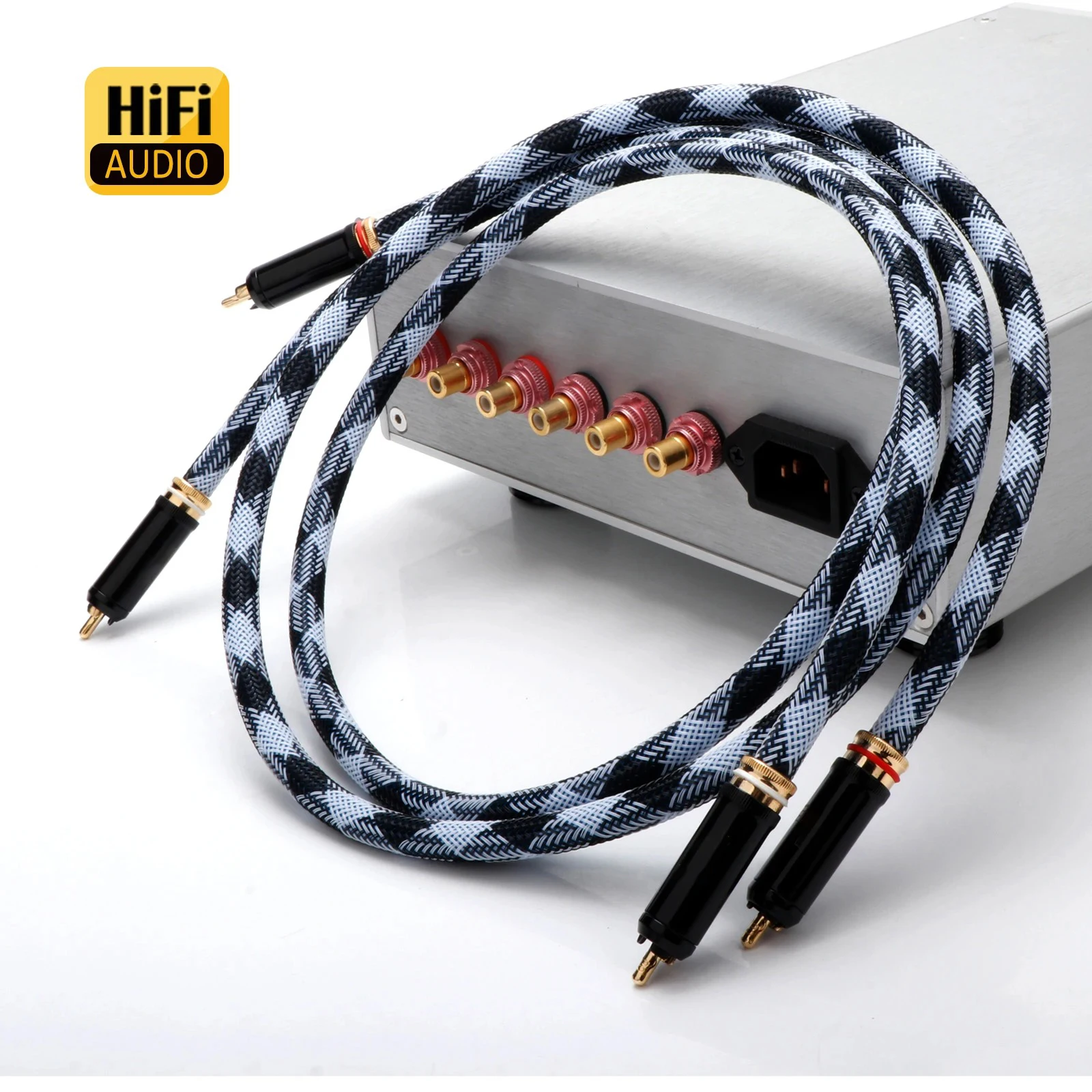 Pair RCA Cable 7N OCC Silver Plated RCA Line with Gold Palted plug for Home Theater, HDTV, Amplifiers Hi-Fi System