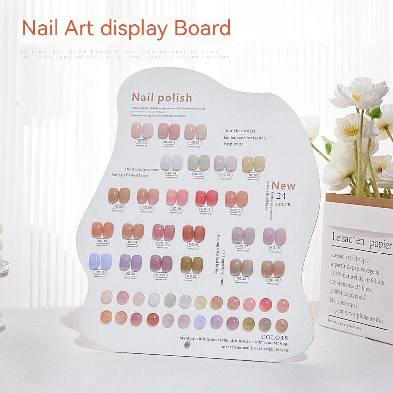 New Nail Color Display Chart Acrylic Nail Gel Polish Display Stand Color Showing Shelf False Nail Tips Card Board Manicure Tools