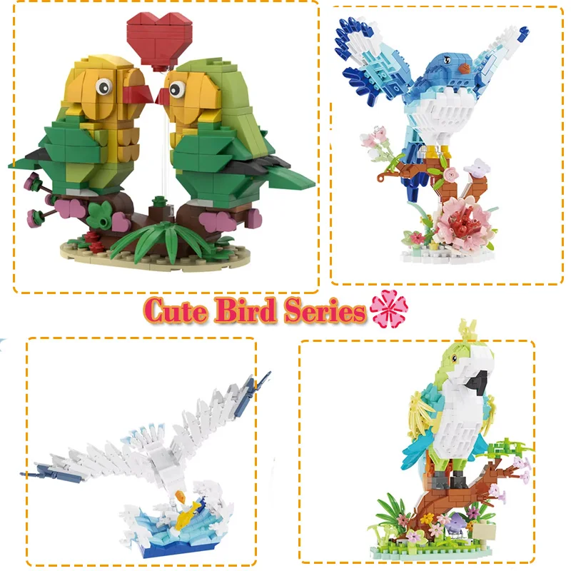 

MOC Bird Series Модель Строительные Блоки Набор Неразлучников/Орел/Чайка/Сорока/Папуга DIY Обучающие Украшения Для Комнаты Кирпичи Игрушки Подарки