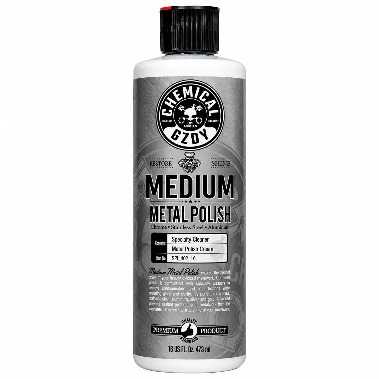 Medium Metal Polish Cream, Oxidation & Stain Remover, Shine Restorer for Chrome Stainless Steel Aluminum