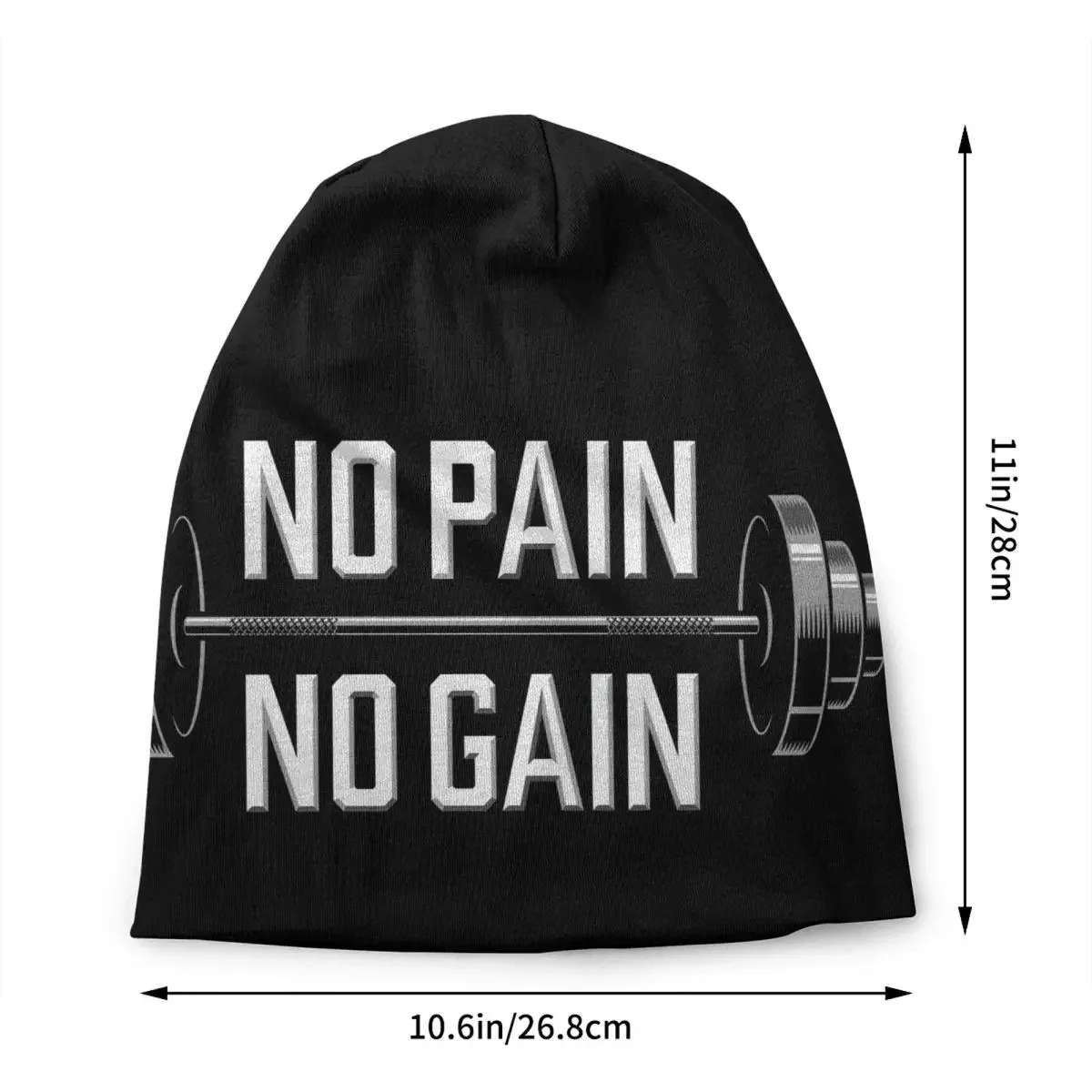 Custom No Pain No Gain Gym Motivational Quote Bonnet Hats Knitted Hat Autumn Winter Warm Bodybuilding Skullies Beanies Caps