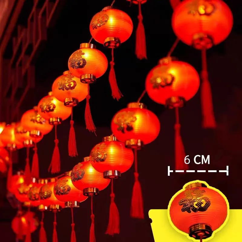 1.5M New Year Lantern Light Strings 10 Led Lanterns Decor Chinese Traditional Hanger Spring Festival Lights Garland Party Supply