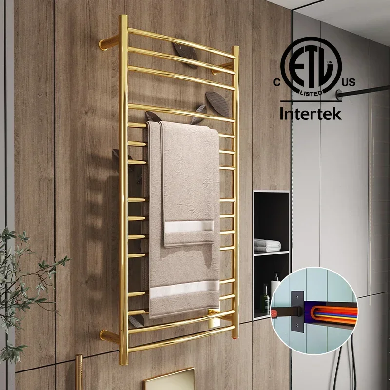 Gold/Chrome/Black Stainless Steel Bathroom Electric Heated Towel Rail Towel Warmer Wall Mounted Towel Warmer Racks