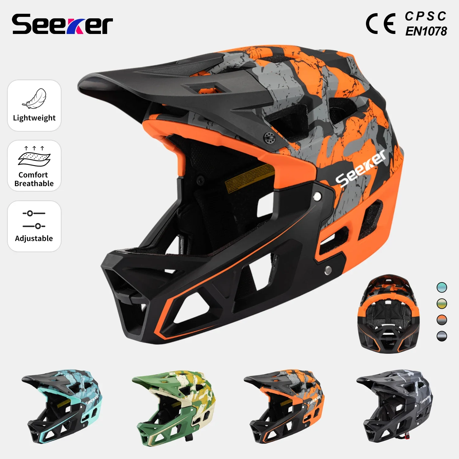 

Seeker MTB шлем для взрослых уличный внедорожный шлем гоночный скоростной спуск для мужчин и женщин камуфляжный полный шлем велосипедные защитные шлемы