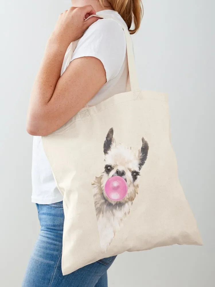 Sneaky Llama with Bubble Gum Tote Bag Canvas bag for women Gift bags tote bag women female