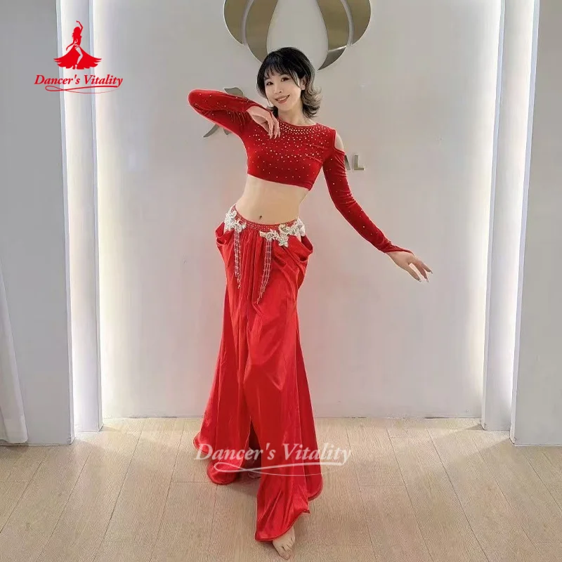 BellyDance Set Aangepaste Lange Mouwen Top + Sexy FishTail Lange Rok 2 Stuks Oosterse Dansvoorstelling Kostuum Danser Vitaliteit