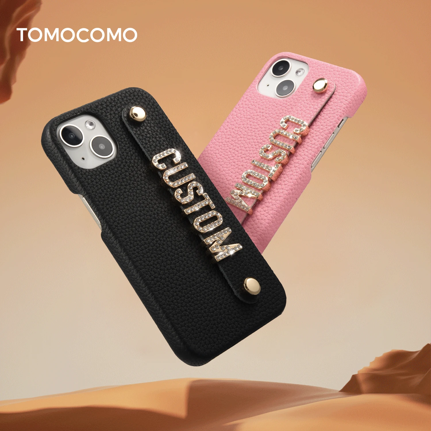 

Tomocomo индивидуальное имя, металлические буквы, чехол для телефона из натуральной кожи для IPhone 16 15 13 14Promax 13 12 Plus11, роскошный чехол из воловьей кожи