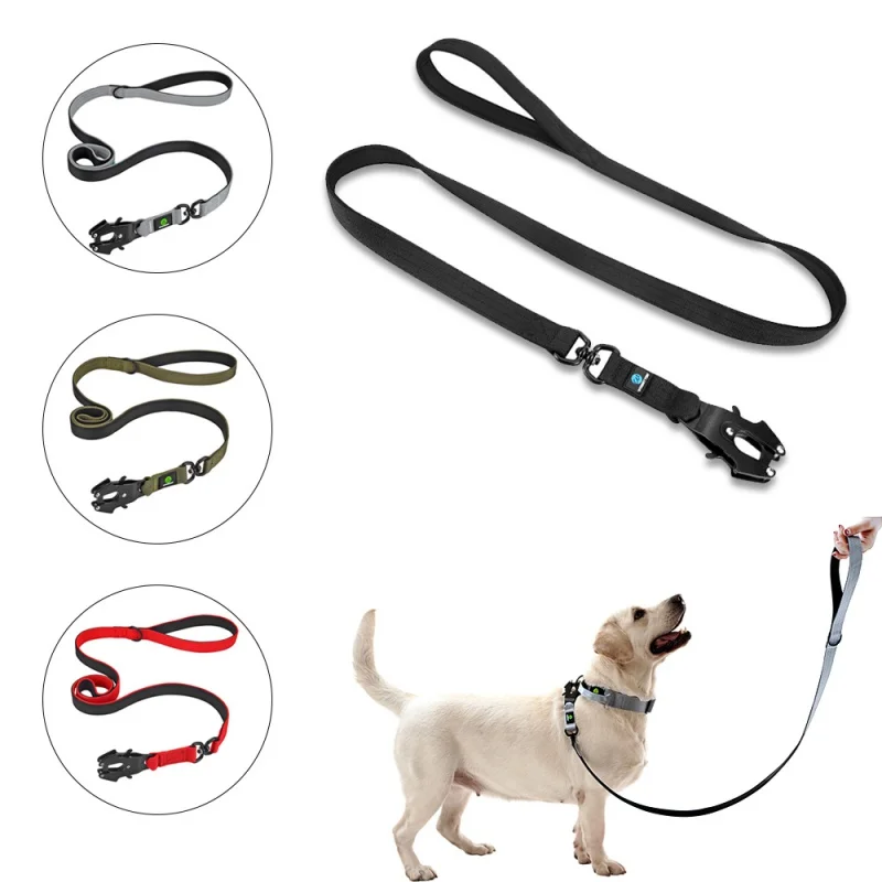 5Ft Nylon Large Dog Leash Tactical Frog Clip Metal Padded Control Handle Durable Military German Shepard Rope Training Supplie